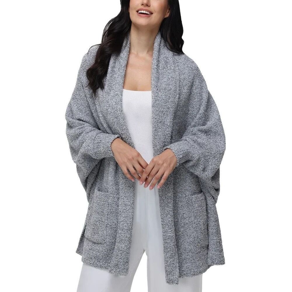 525 American Women’s Open Front Cozy Wrap Light Heather Gray Size L/XL NWT